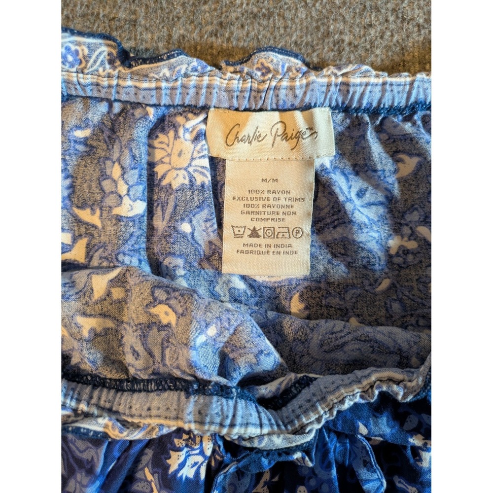Charlie Paige Women's Skirt Blue Print Flared Boho/Beachy Size Medium 100% Rayon - Picture 4 of 7